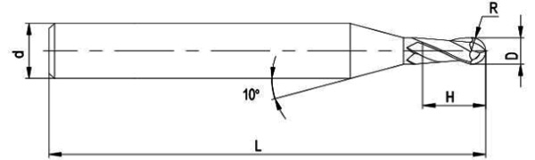 Микросферическая фреза тв.спл. ц/х 0.2x0.4x50 R0.1